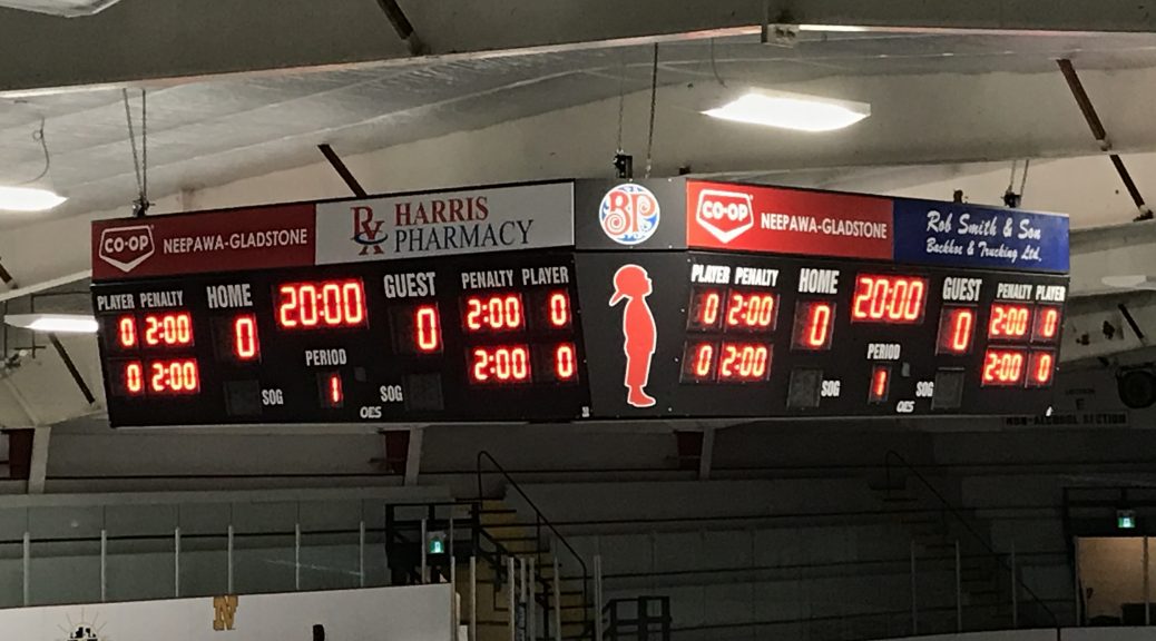 Yellowhead Centre arena scoreboard